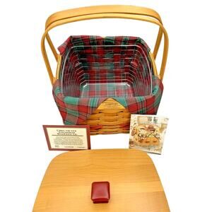 Longaberger 2000 Christmas Red DECK THE HALLS Combo w/ Lid Liner Protector Cards